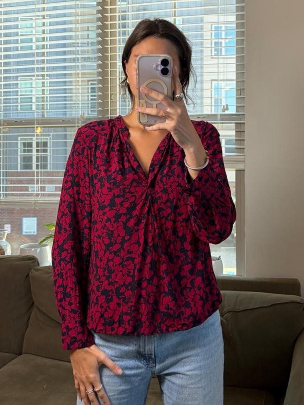 Zadig & Voltaire black and red floral blouse